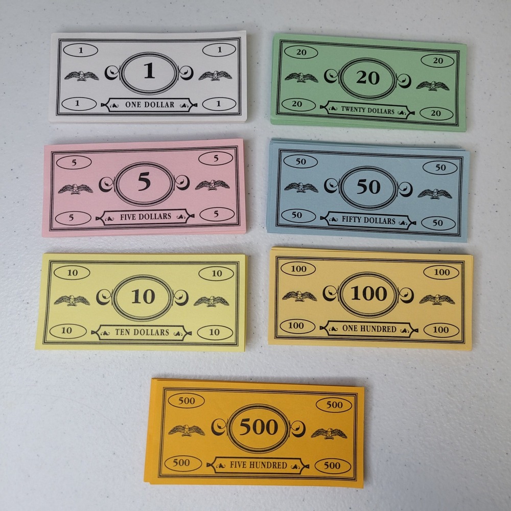 Vintage Opoly Board Game Currency Replacement Play Money Set Paper Bills